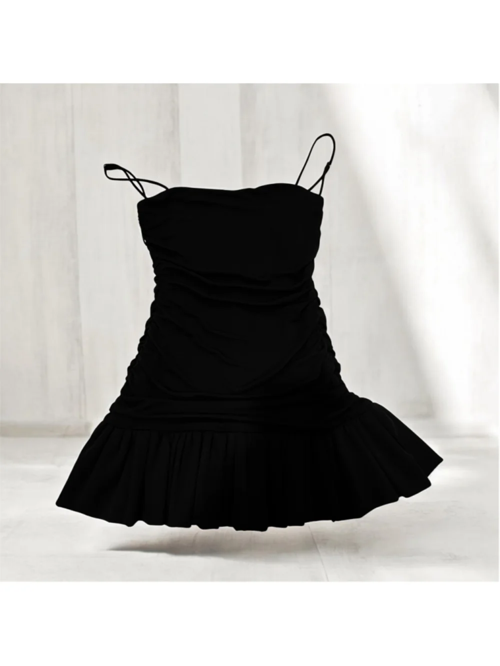 Zara Ruffled Ruched Dress Size S - Picture 5 of 7